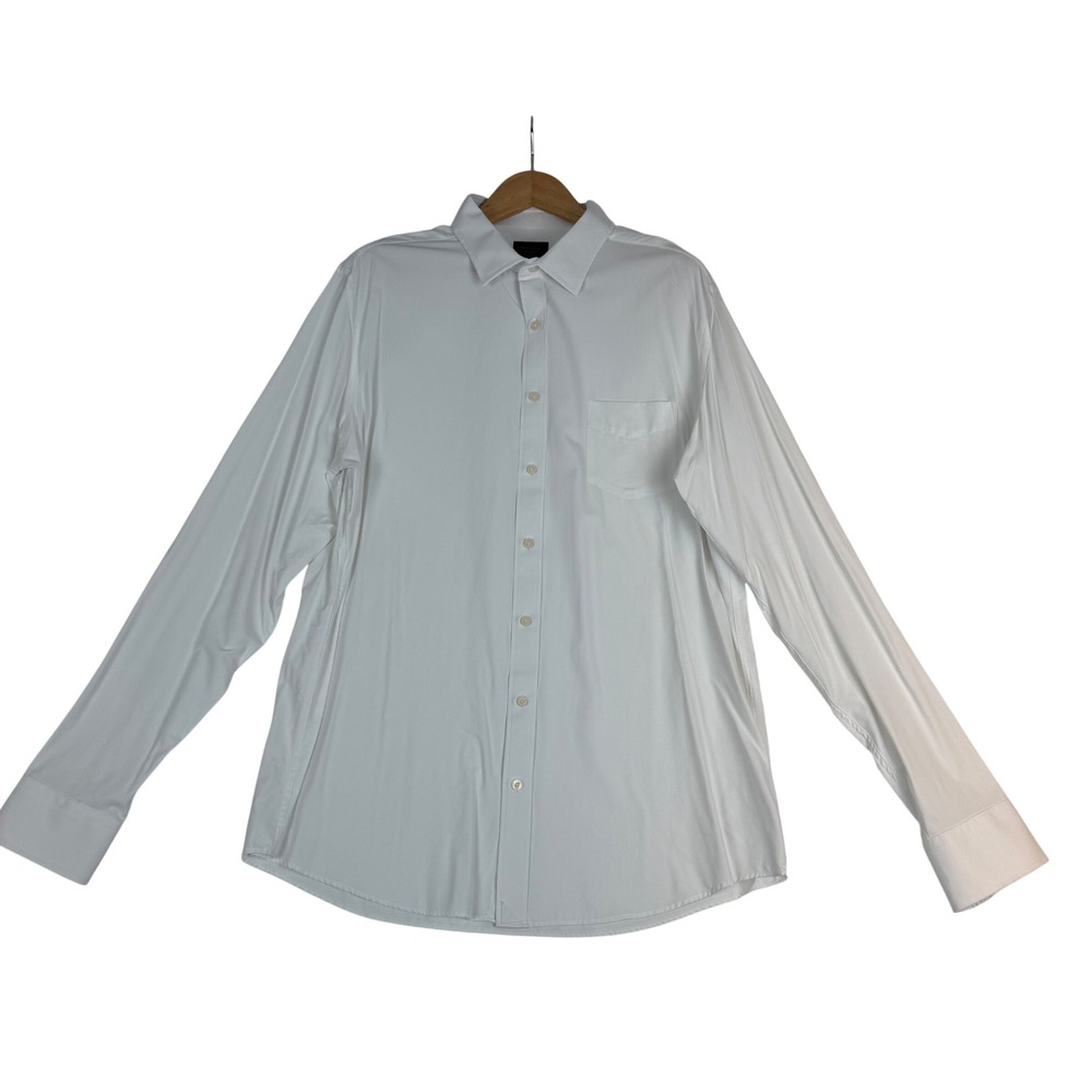 UNTUCKit Gironde White Tech Shirt Mens XXL Tall Slim Button Down 40349‎ Stretch